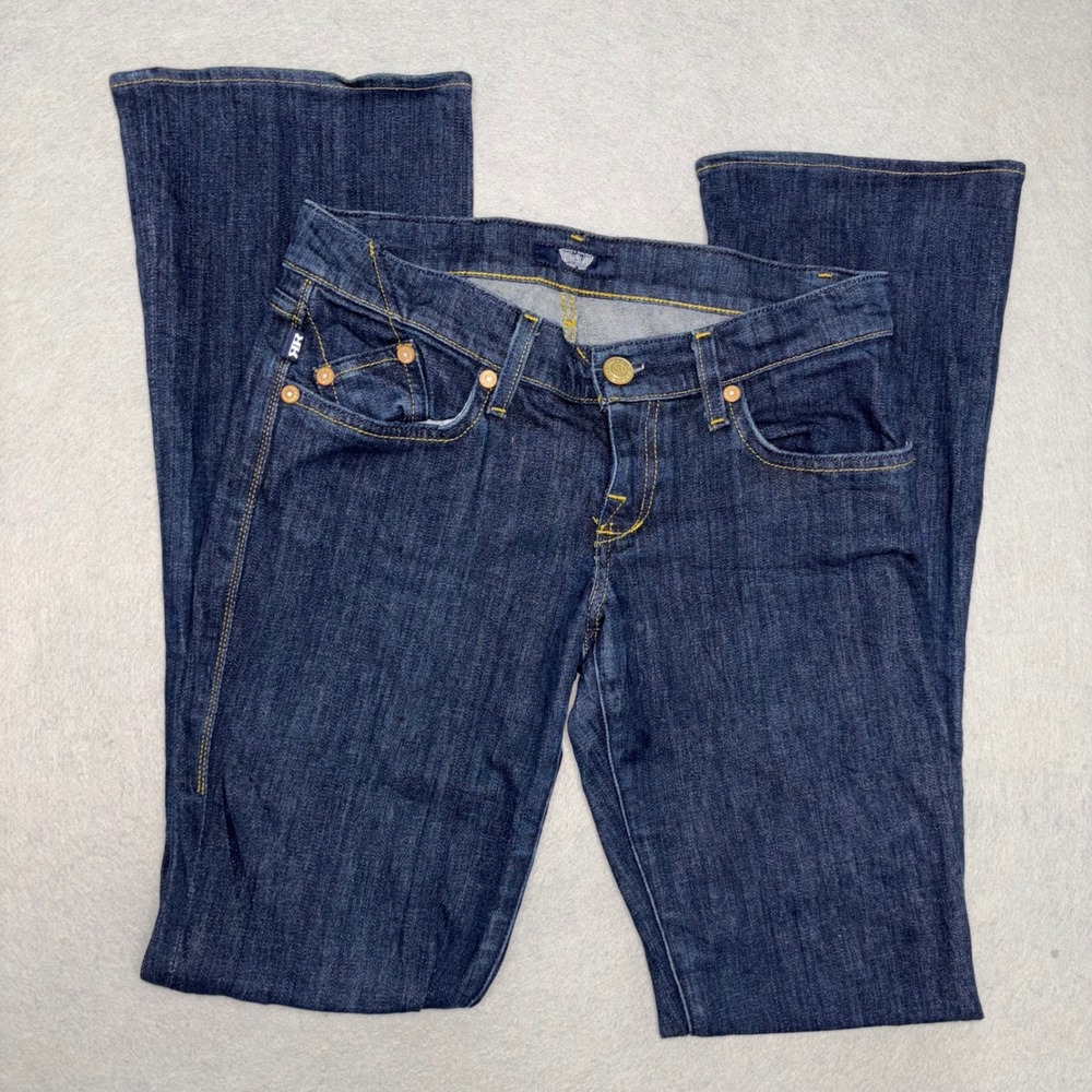Rock & Republic Kasandra Bootcut Jeans Womens 26 Dark Wash Yellow Stitch